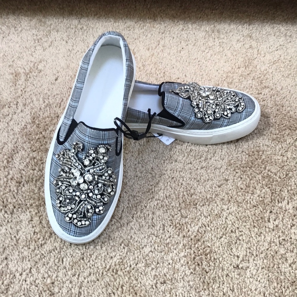 New! ZARA size 6 grey embellished loafers - Picture 4 of 8